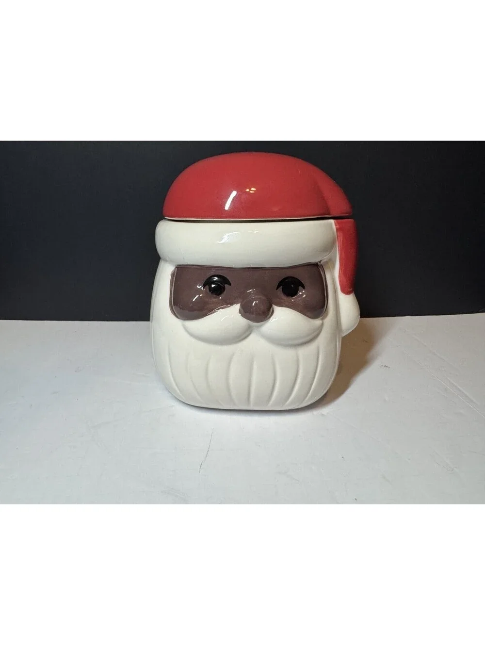 African American Black Santa Cookie Candy Jar Christmas